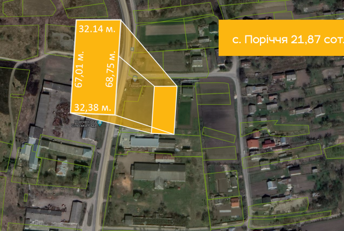 Продаж ділянки в с. Поріччя 21,87сот.